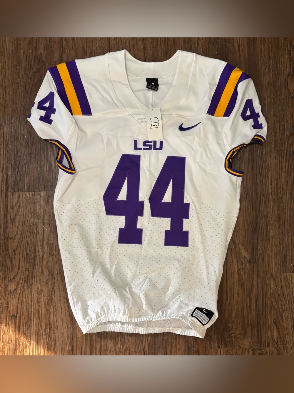 Nike LSU Tigers #44 Game Football Jersey White Purple Size L NCAA